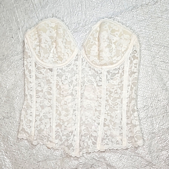 Frederick's of Hollywood Other - 80s Frederick's of Hollywood Lace Sweetheart Boned Bodice Bustier Corset